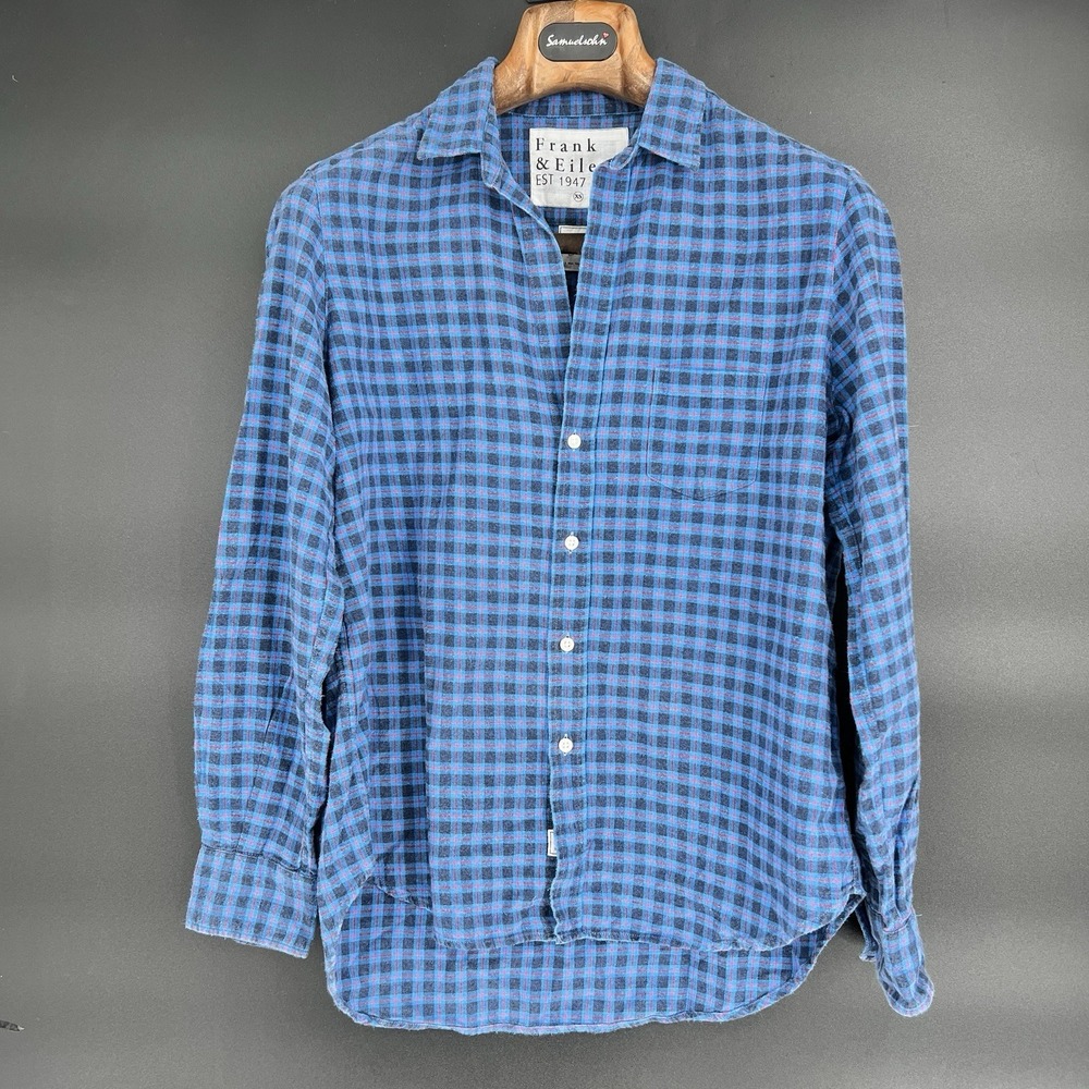 Frank & Eileen Shirt Women's Size XS Blue w/ Red Accents Plaid Long Sleeve Top